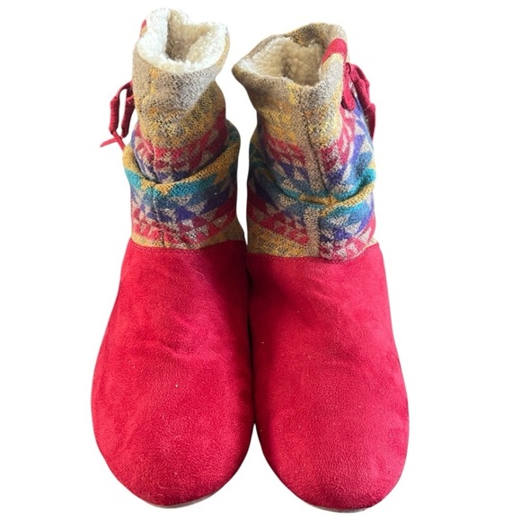 Bearpaw Amber Nova Suede Southwestern Tribal Print  Wool Lining Booties Boot 10 - Picture 2 of 8